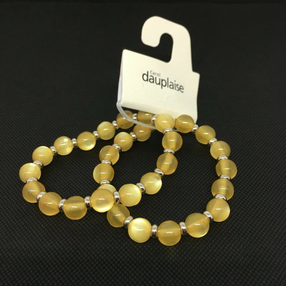 Carol Dauplaise Stretch Bracelet Two-Row Beaded NEW